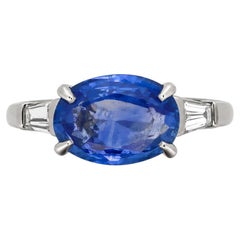 3.98ct Natural Ceylon Sri Lanka Sapphire in Platinum ring.