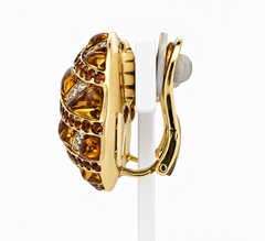18k gold Citrine, Sapphire and diamond earrings