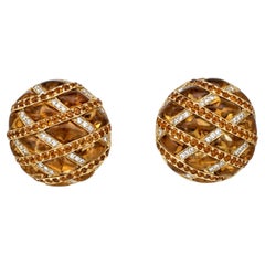 18k gold Citrine, Sapphire and diamond earrings