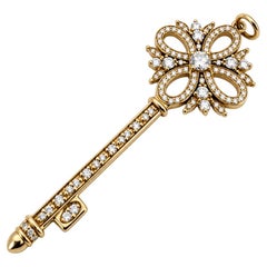 18k rose gold Tiffany key pendant 'Victoria' diamond size Medium