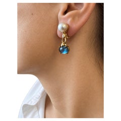 18k Bulgari earrings London Blue Topaz, diamond, pearls, Allegra model