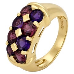 18k yellow gold Vintage French amethyst and garnet ring 1980s