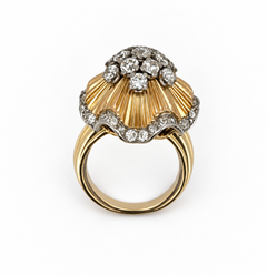 18k tri-color gold retro ballerina diamond ring 1950's