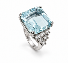 18k white gold 14.50ct aquamarine and diamond cocktail ring
