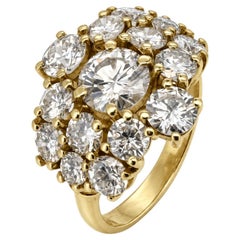 18k cocktail yellow gold 4.00ct diamond cluster ring