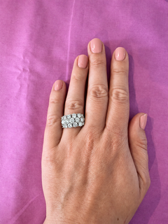 Anello moderno a grappolo con pavé di diamanti in oro bianco 18 carati, 3,20 ct, Paesi Bassi