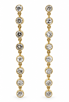 18k yellow gold elegant diamond 6.00 ct. shoulder duster earrings