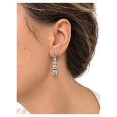 Platinum long earrings set with old-mine cut diamonds ca. 6.00 ct