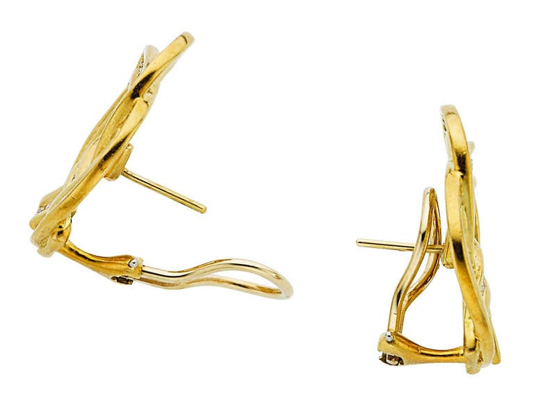 Angela Cummings Tiffany & Co. Diamond Yellow Gold Earrings In Excellent Condition For Sale In New York , NY