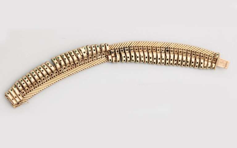 Women's Van Cleef & Arpels Cheveux D'Ange Emerald Diamond Gold Bracelet For Sale