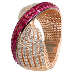 Rouge Reverie Ruby & Diamond Crossover Rose Gold Ring