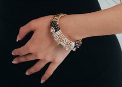 14K Gold Peacock-Inspired Mesh Cuff Bracelet with Intricate Artisan Detailing