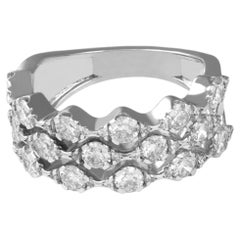 14K White Gold Statement Ring with Natural Round Diamonds and Timeless Elegance