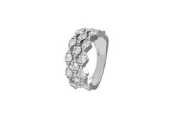 14K White Gold Statement Ring with Natural Round Diamonds and Timeless Elegance