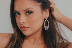 14K Rose Gold Head Stunner Oval Danglers with Cascading Pavé Diamond Hoops