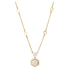 14K Yellow Gold Dual Hexagon Drop Chain Necklace with Geometric Design