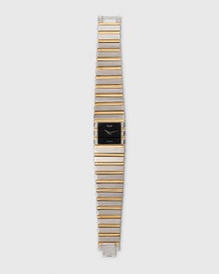 Piaget Polo 7131 C701, cadran noir onyx, acier blanc/jaune 18 carats, mouvement à quartz, années 1980
