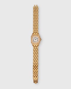 Cartier Panthere SM WF3072B9, weißes Zifferblatt, Diamantlünette, 18 Karat Gelbgold, 1994, mit Originalverpackung und Papieren