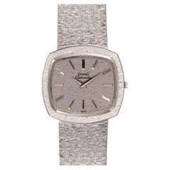 Piaget 12431 A6 Silver Brushed Linen Dial 18k WG Automatic 1980s
