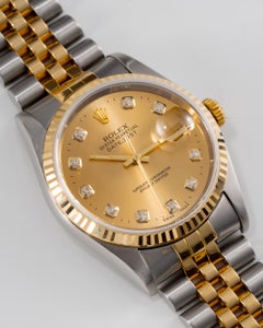 Rolex Datejust 36mm 16233G Champagne Big Diamond Dial TT YG/SS 1996