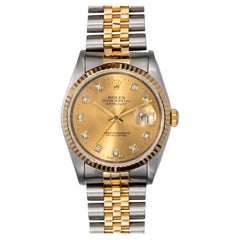 Rolex Datejust 36mm 16233G Champagne Big Diamond Dial TT YG/SS 1996