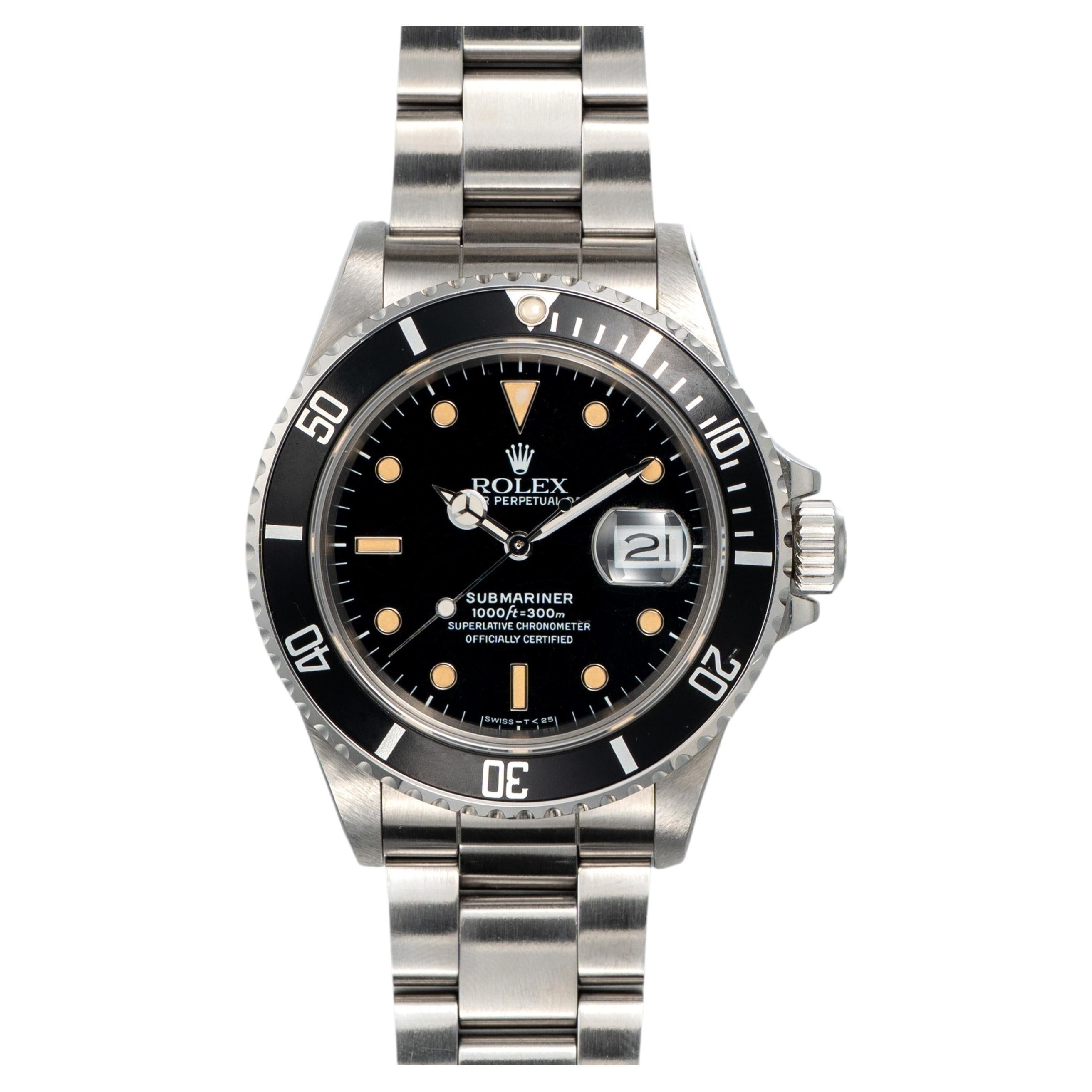 Pre-owned Rolex Submariner 16800 Spider Patina Dial 1987 Box And Papers In Multiple