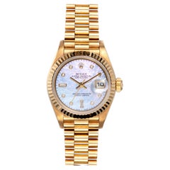 Rolex Mini Datejust 26mm 69178 Mother of Pearl Pinball Baguette 1987 Box and Pap