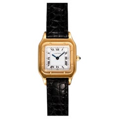 Cartier Mini Santos Dumont Extra Plate 96053, cadran « Paris », or jaune 18 carats, 1985, avec boîte et papiers