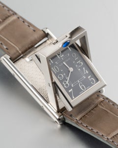 Cartier Basculante 2405, blaues Zifferblatt mit arabischen Ziffern, Edelstahl, Quarz, 2000er Jahre