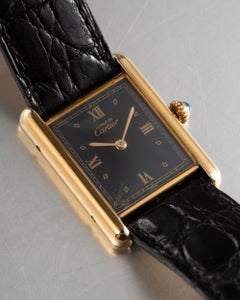 Cartier Tank Must De Cartier LM 590005 Black Dial Vermeil Case Quartz 1980s