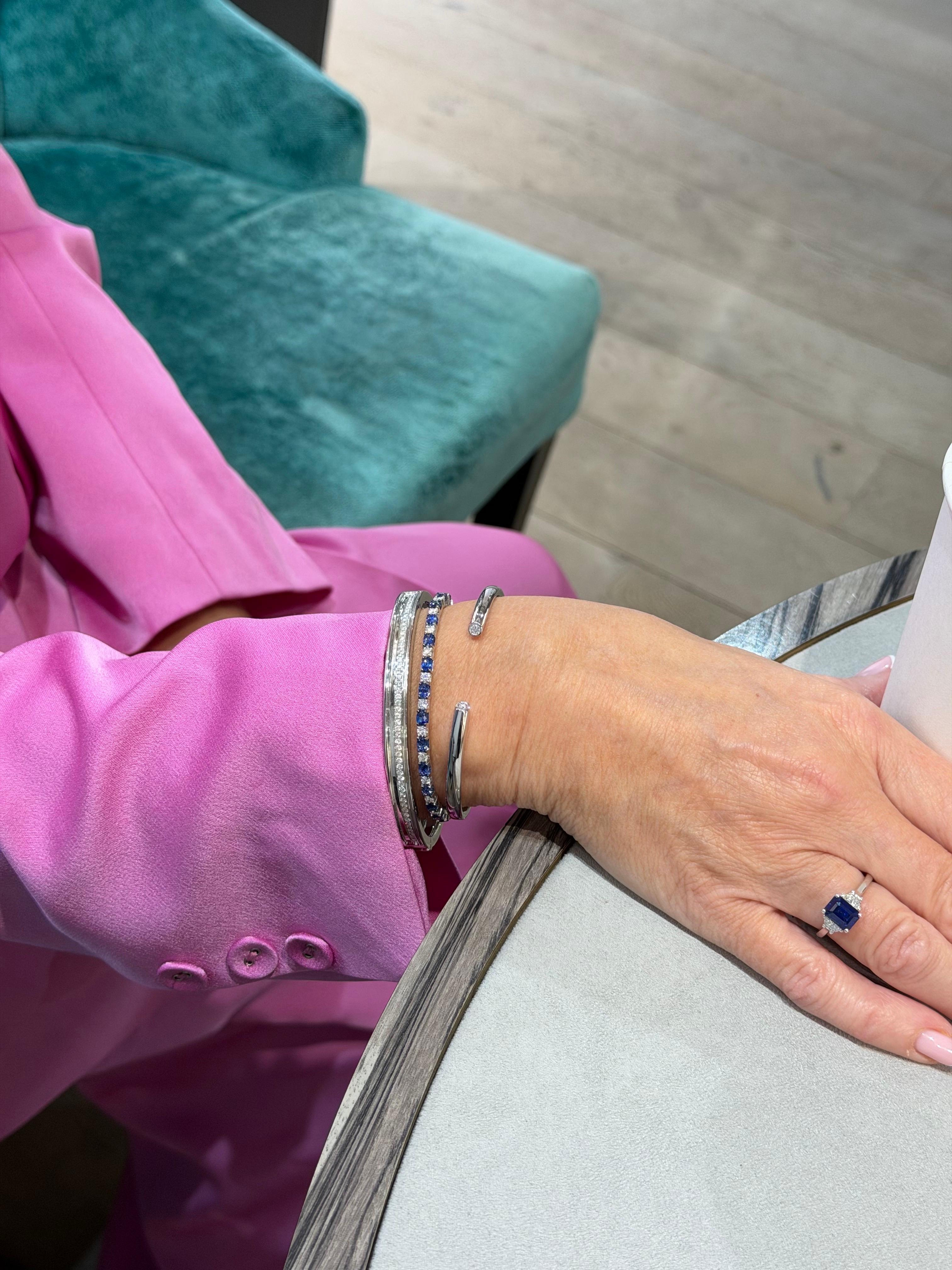 Pulsera de Oro Rosa 18ct Zafiro Rosa y Diamante Blanco Natural en venta 2