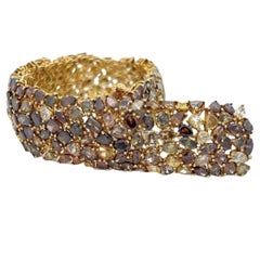 18K Yellow Gold Multi-Color Diamond Tennis Bracelet, 67.25 Carats
