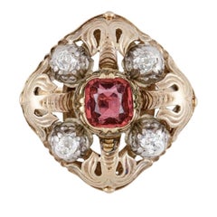 GIA Certified Thai No Heat Cushion-Cut Ruby and Diamond Cocktail Ring
