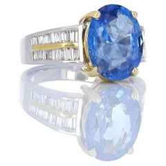 GIA Certified 5.08 Carat Sapphire and Diamond Cocktail Ring