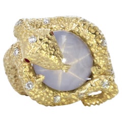 20.90 Carat  Star Sapphire Snake Ring