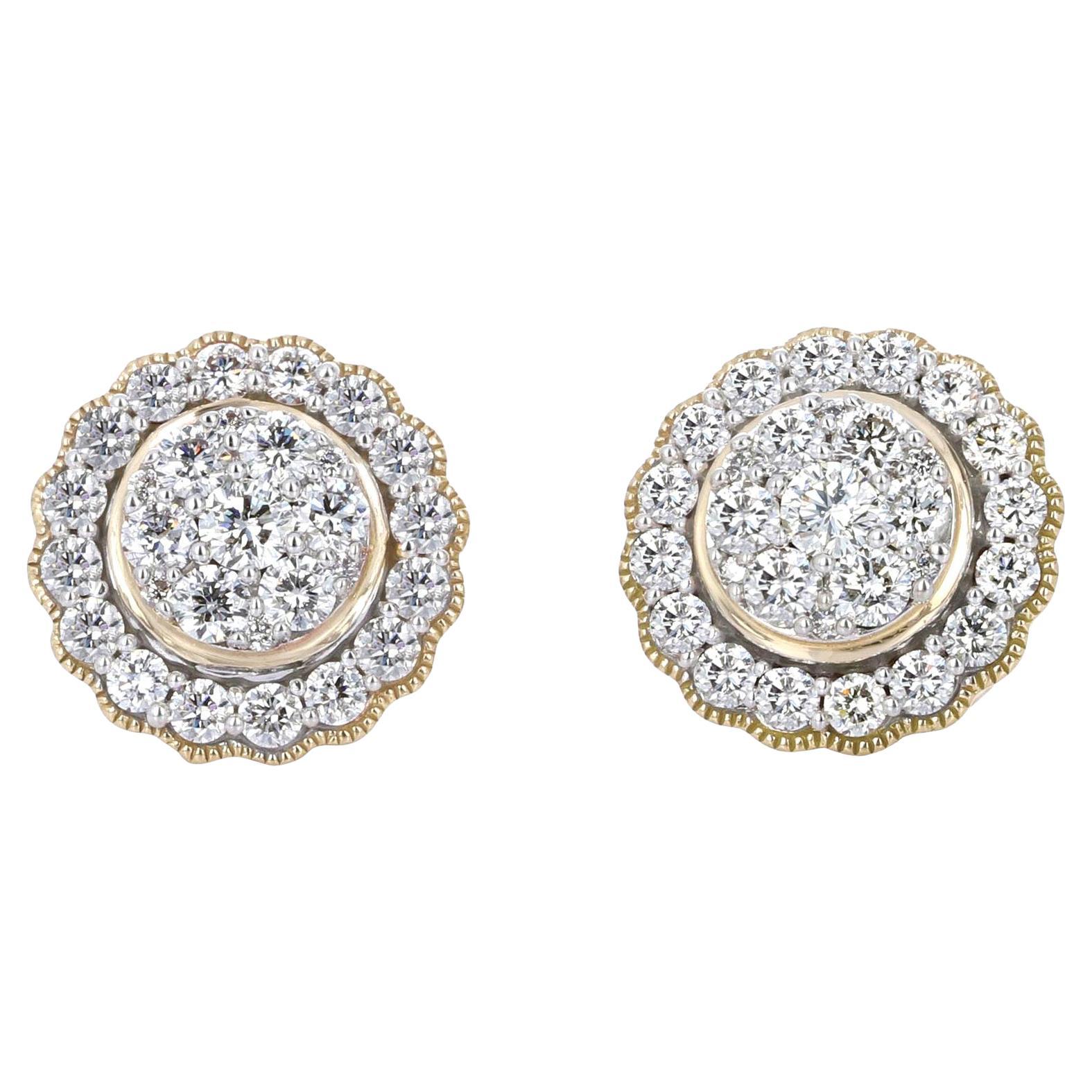 1.50 Carat Diamond Stud Earrings For Sale