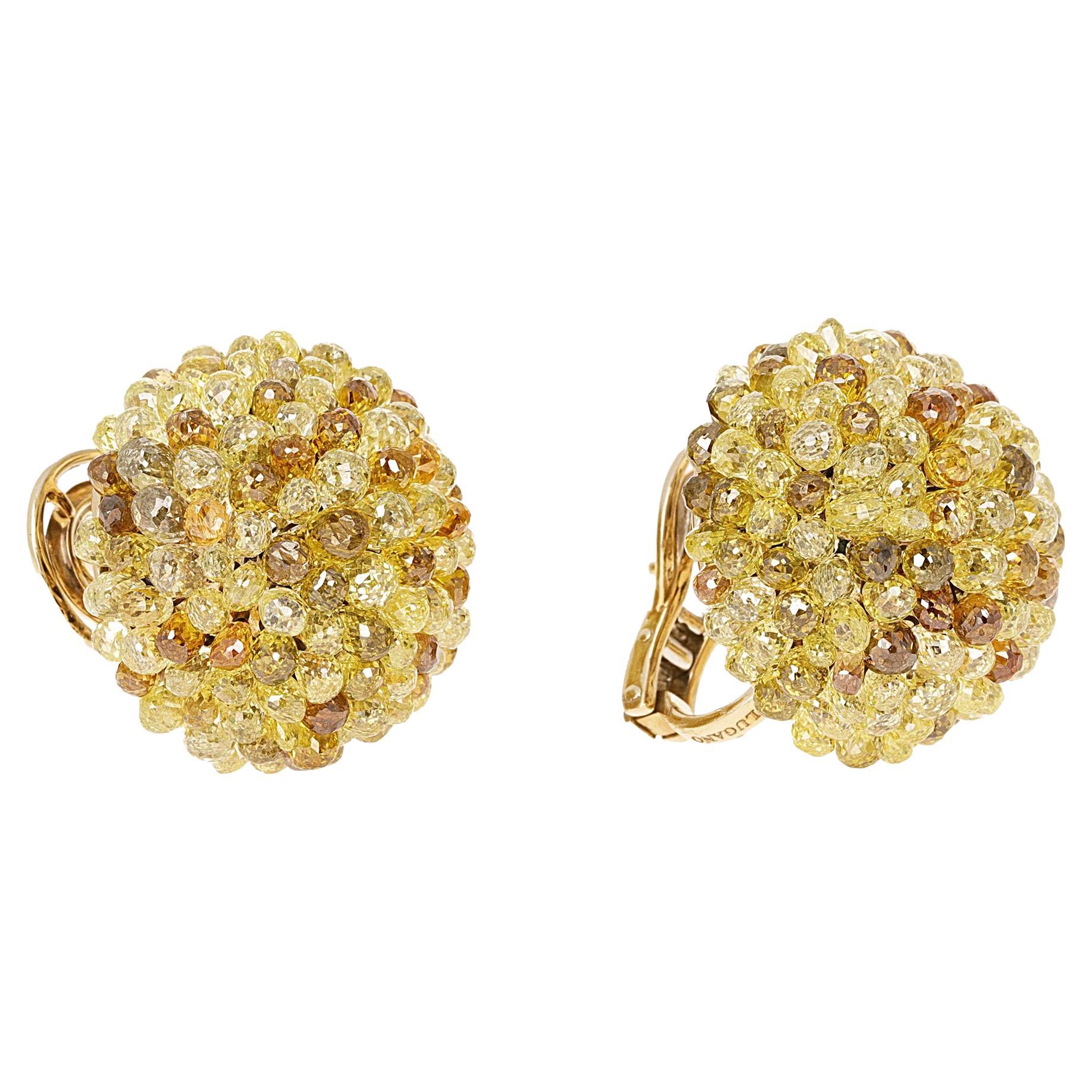 Boucles d'oreilles Briolette en diamant de couleur Lugano en vente