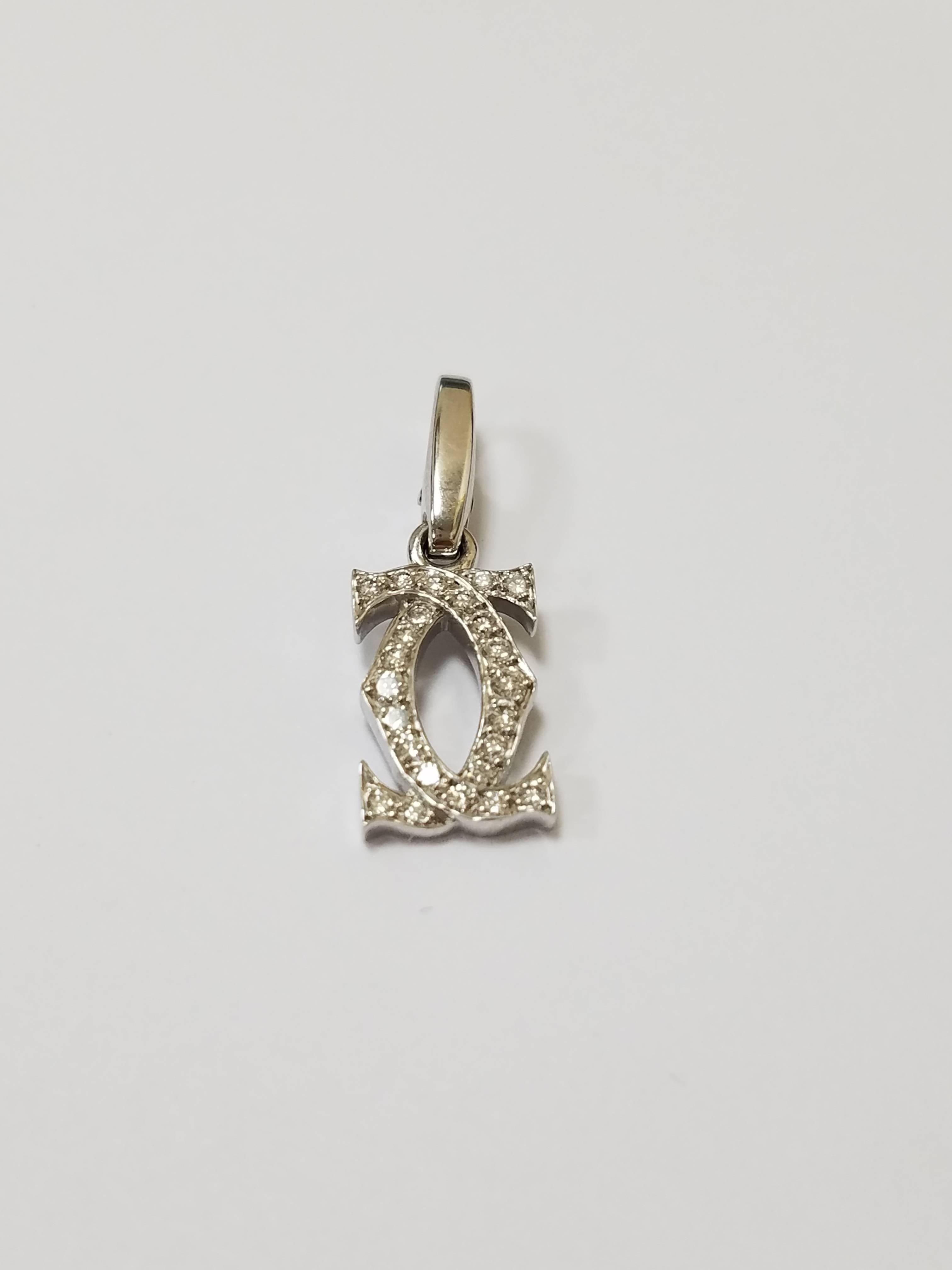 Cartier Double C Diamond Gold Pendant In Excellent Condition In Beverly Hills, CA