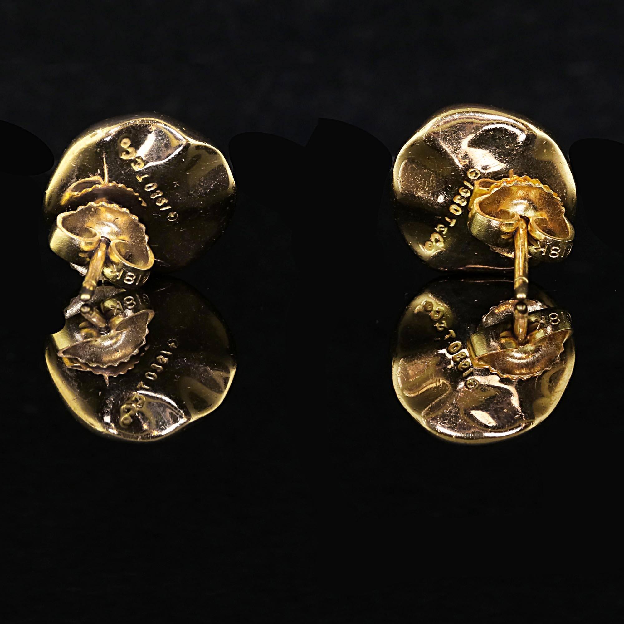 1980 Tiffany & Co. Angela Cummings Diamond Gold Earrings In Excellent Condition In Beverly Hills, CA