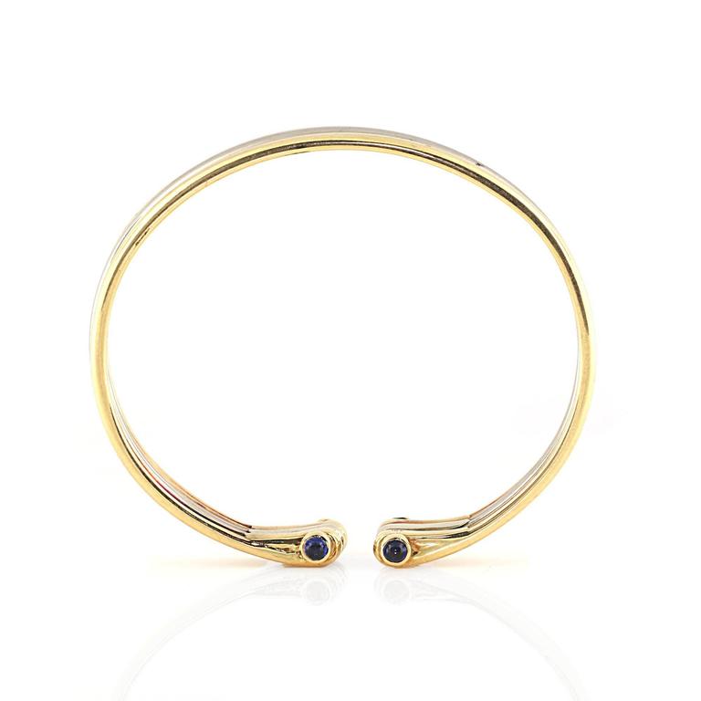 1980s Van Cleef and Arpels Sapphire Two Color Gold Cuff Bracelet at 1stDibs