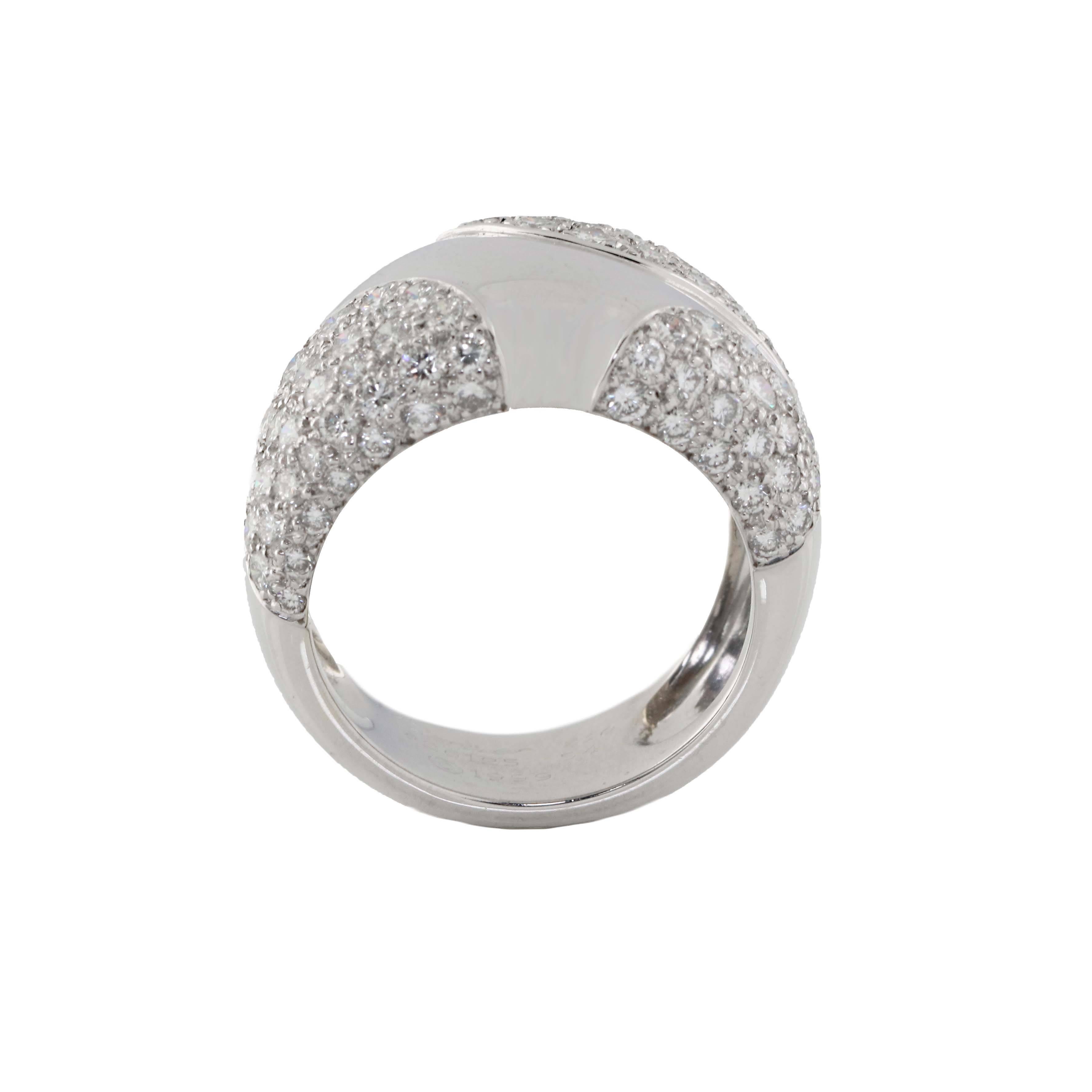 Modern Cartier 18kt White Gold Diamond Band Ring. Size 6.