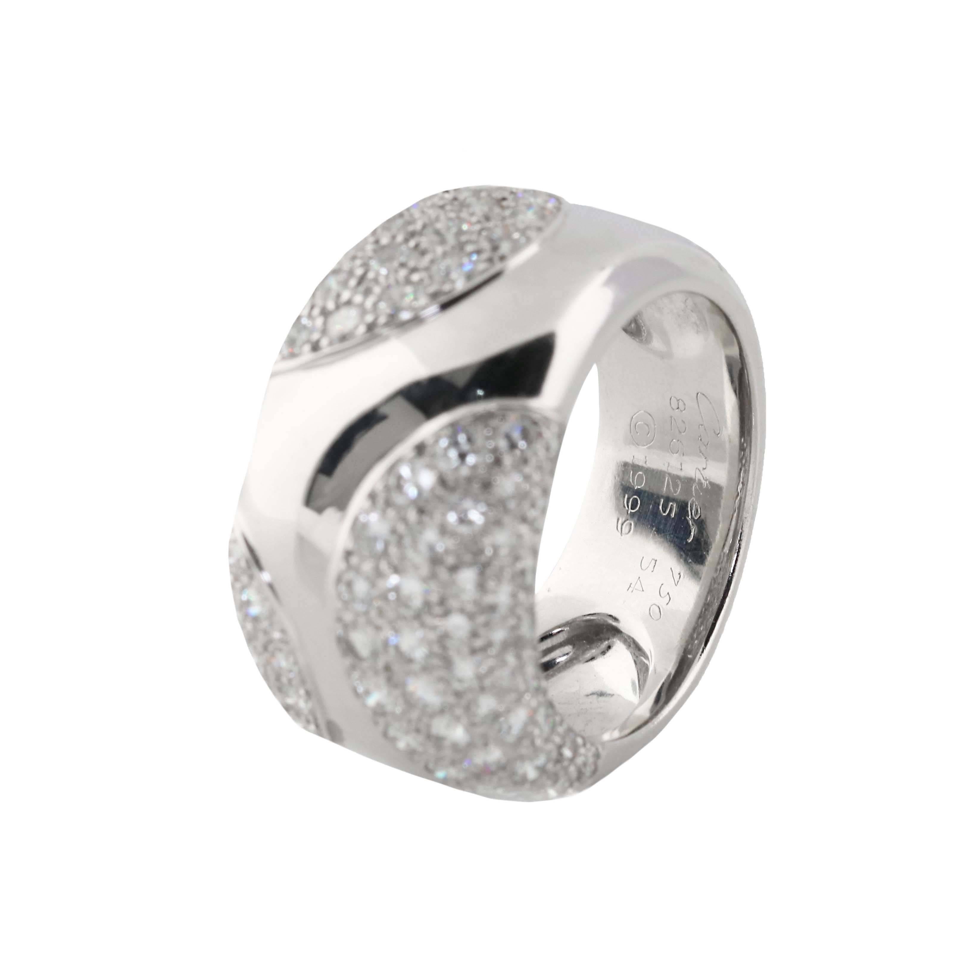 Cartier 18kt White Gold Diamond Band Ring. Size 6. In Excellent Condition In Beverly Hills, CA