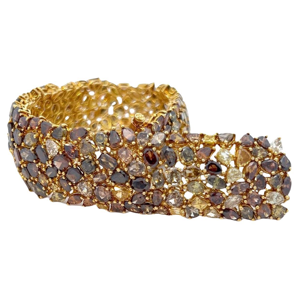 Grand bracelet tennis en diamants de couleur en vente