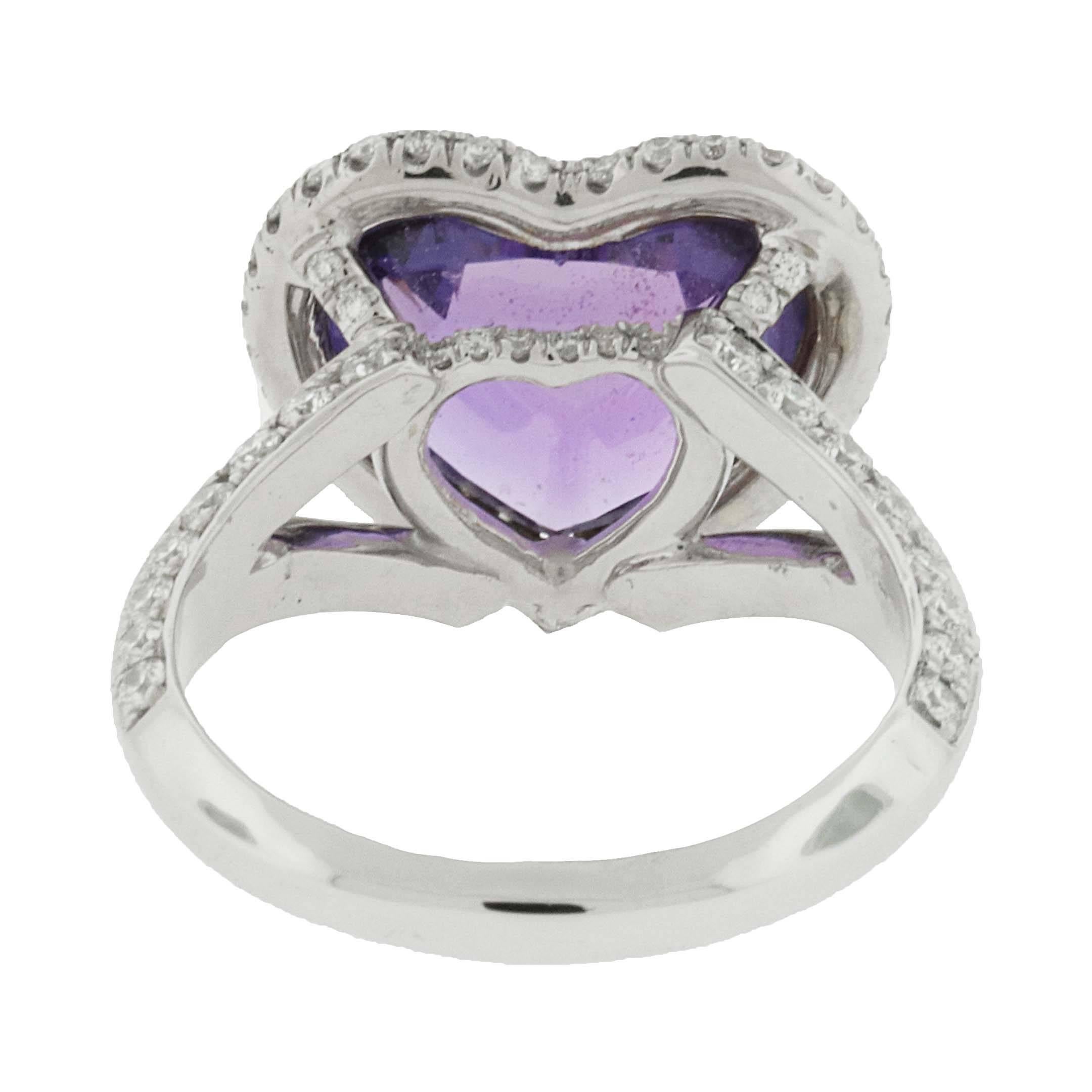 Modern 4.16 Carat Ceylon No Heat Purple Sapphire Diamond White Gold Ring. GIA Certified