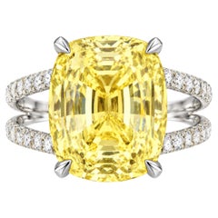 GIA No-Heat 10.19 Carat Sri Lanka Yellow Sapphire Cocktail Ring