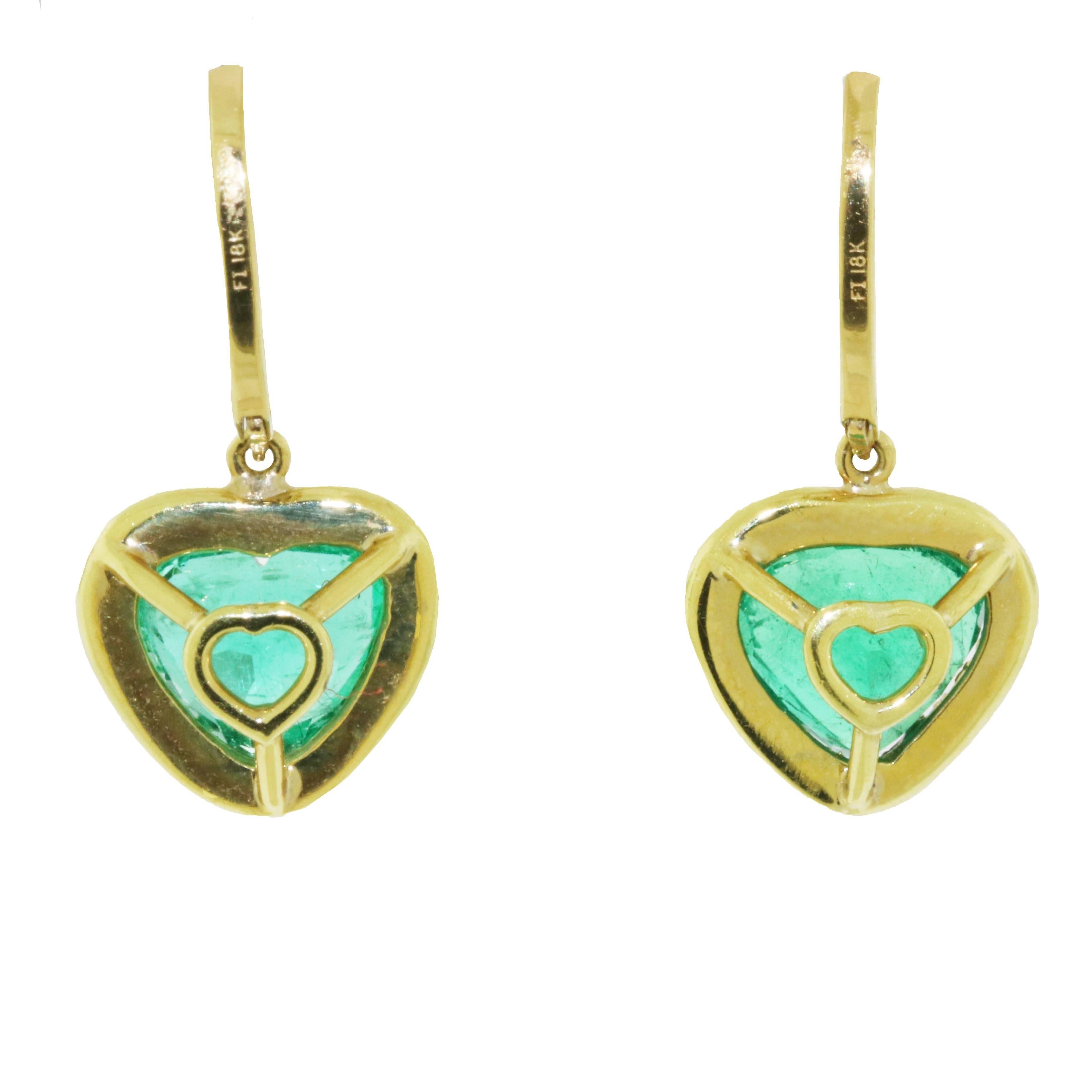 emerald heart earrings gold