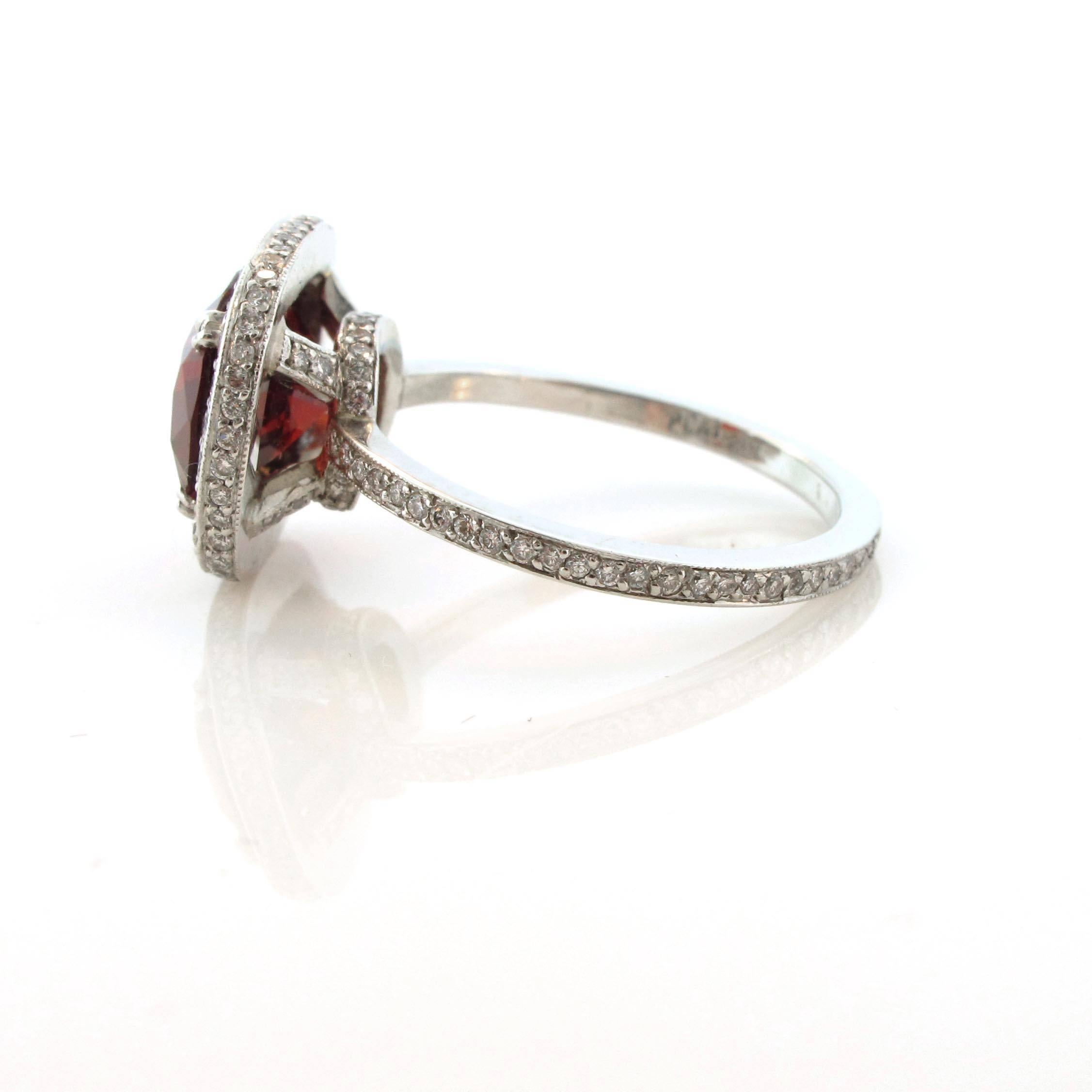 Women's or Men's 3.40 Carat, Platinum Spinel and Diamond Cocktail Ring