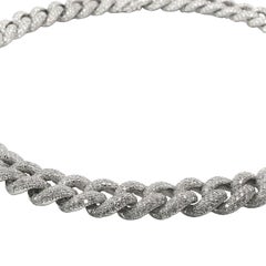 25 Carat Diamond Pavé Cuban Link Choker Necklace in 18K White Gold