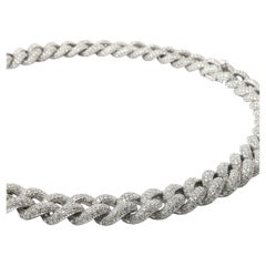 25 Carat Diamond Pavé Cuban Link Choker Necklace in 18K White Gold