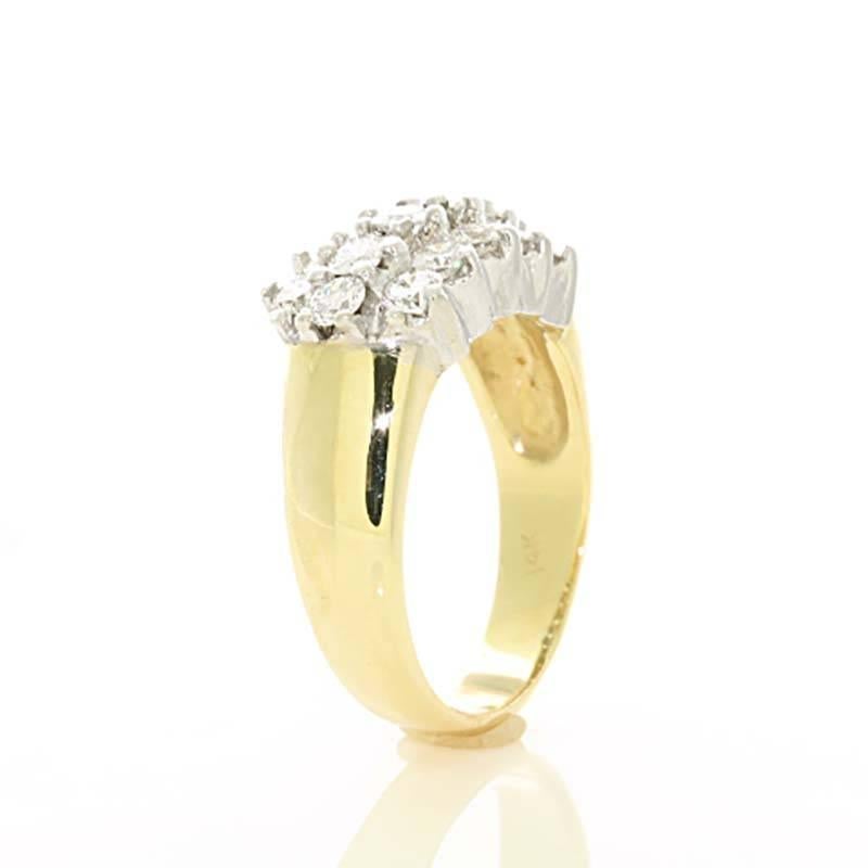 Modernist Round Brilliant Diamond Cluster Ring. Over 1.50 carats of diamonds!